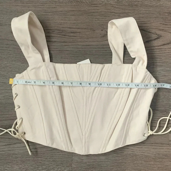 Moon River Lace Up Corset Crop‎ Top - Size M - Cream - NWT - Picture 7 of 10
